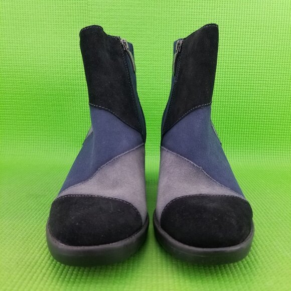 ✅Earth MALTA Black Multi Suede Ankle Booties Heel Side-Zip Womens 9.5B Shoe - Picture 6 of 11